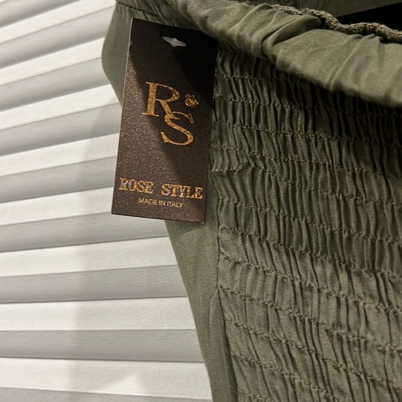 ROSE STYLE BELTED STRAPLESS DRESS WITH BROWN BELT. HIGH-LOW. MADE IN ITALY - Picture 9 of 9